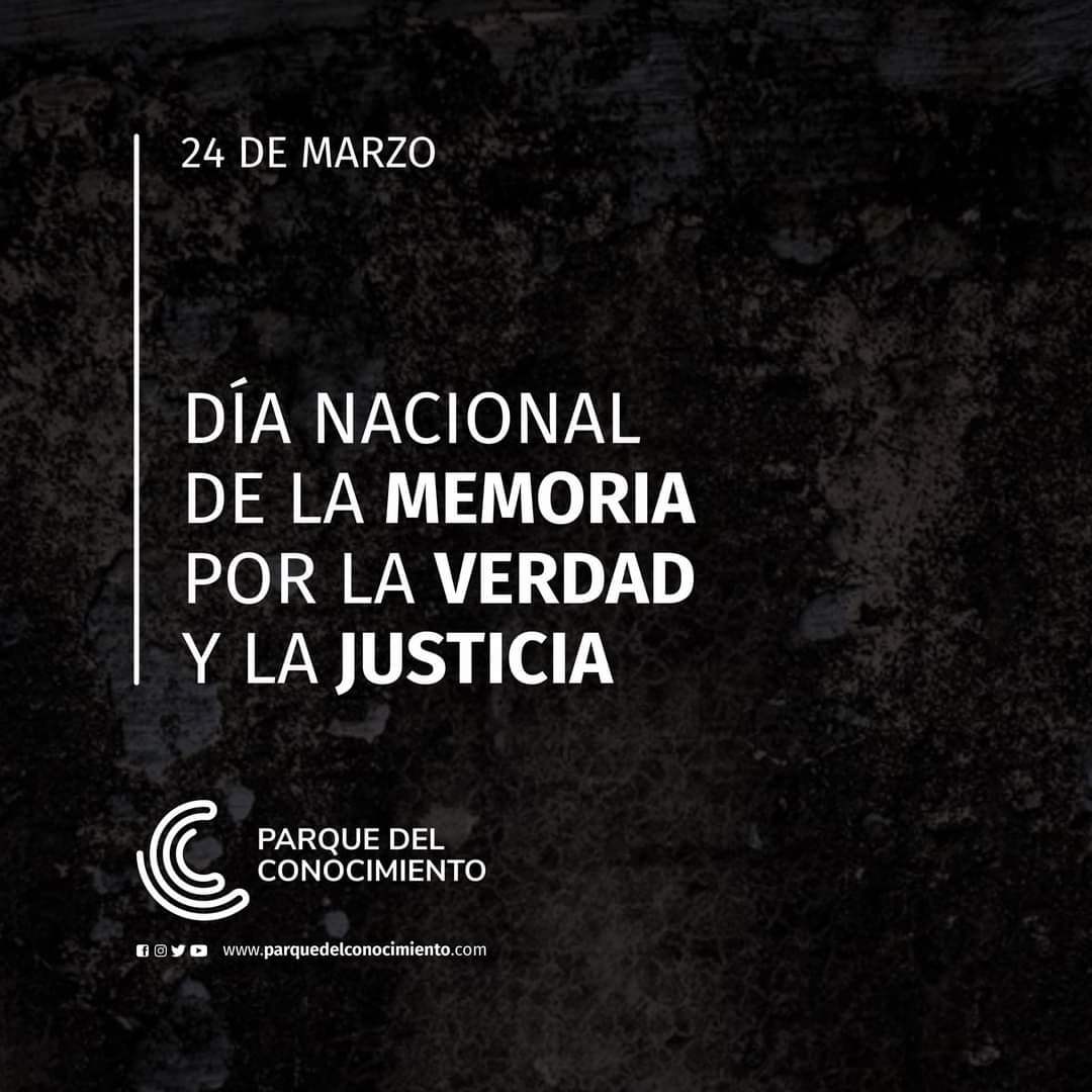 Día Nacional de la Memoria por la Verdad y la Justicia. 

Hoy conmemoramos a las víctimas del golpe de estado militar, iniciado en esta fecha en el año 1976. Desde el 2002, dedicamos este día al análisis y reflexión sobre los hechos acontecidos, para que NUNCA MÁS se repitan.