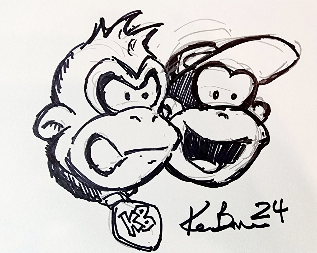 FishTakes's tweet image. Big thanks to @Kev_Bayliss for taking the time to do this sketch for me of Donkey Kong and Diddy last week @GameOnExpo. Favorite thing I got that weekend!