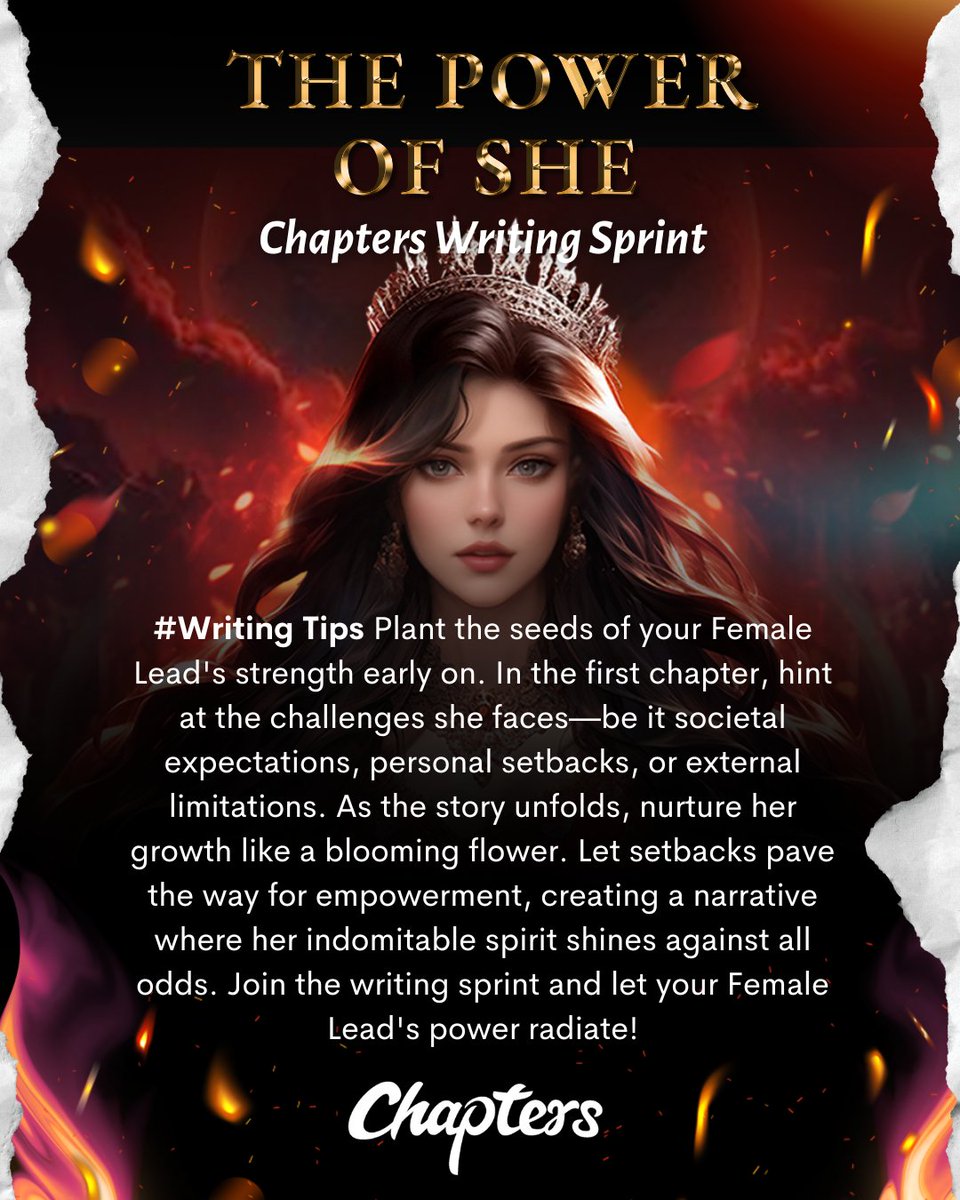 Are you participating in our #WritingSprint 𝐓𝐡𝐞 𝐏𝐨𝐰𝐞𝐫 𝐨𝐟 𝐒𝐇𝐄? 💪🏼 👩🏻
Check out these #WritingTips to help you create a Female Lead that defies the odds, emerges victorious, and asserts her indomitable spirit! 🤩
What's the name of your story?

✨From  Mar 4th-Apr 15th