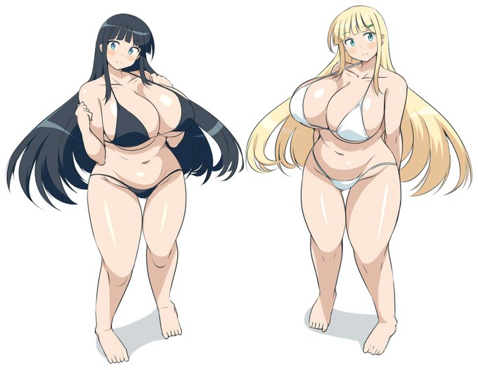 斑鳩と詠ちゃんの水着おっぱいがどうしても描きたかった 