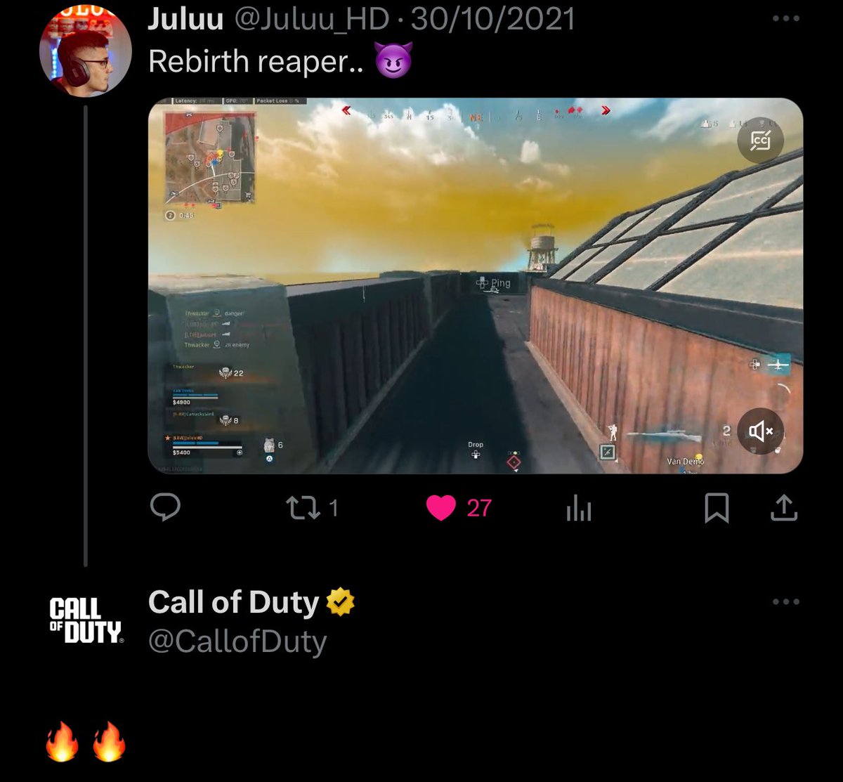 WZStatsGG's tweet photo. ‼️🚨 CALL OF DUTY TEASES REBIRTH ISLAND FOR PC/CONSOLE 🚨‼️

The official Call of Duty account teases the return Rebirth Island soon by replying under old Rebirth clips! 👀

It’s rumored that Rebirth returns to #Warzone on PC &amp; Console in Season 3! 🏝️ https://t.co/Z2Cd4E4KqZ