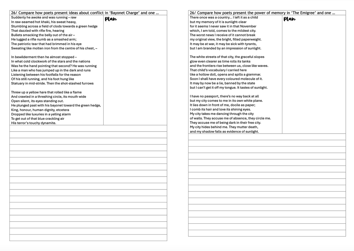 LauraLolder's tweet photo. In progress... 

(Will share - four mini mocks for P&amp;C, ACC, AIC and Macbeth in an A3 page for a little booklet. Might help someone for Easter revision sessions/ to send kids with for homework) https://t.co/3wpcztCBq8