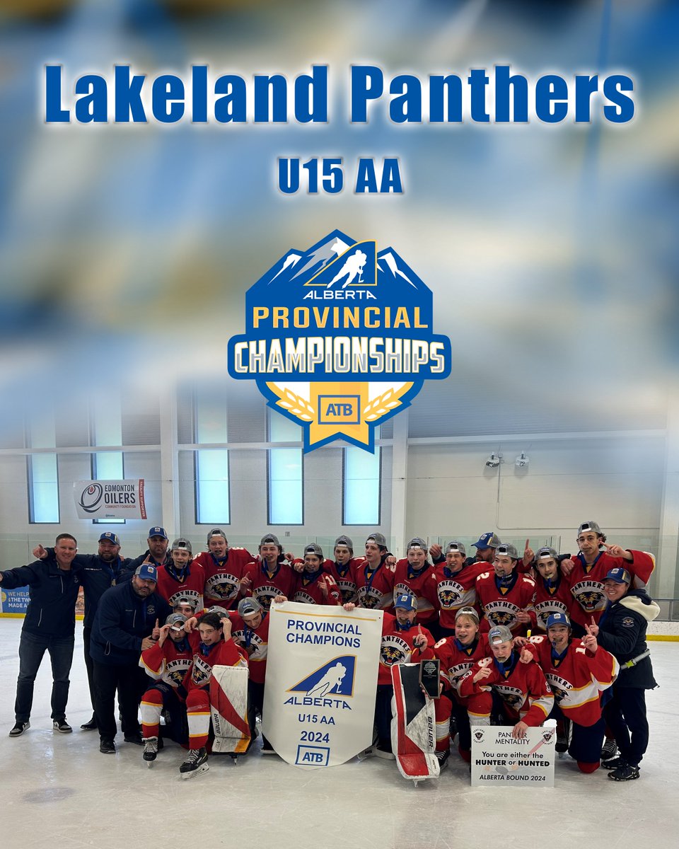 HockeyAlberta's tweet photo. The Lakeland Panthers are your U15 AA Provincial Champions!

#AlbertaBuilt | #HAProvincials | #PoweredByATB https://t.co/j70EHUE1ci