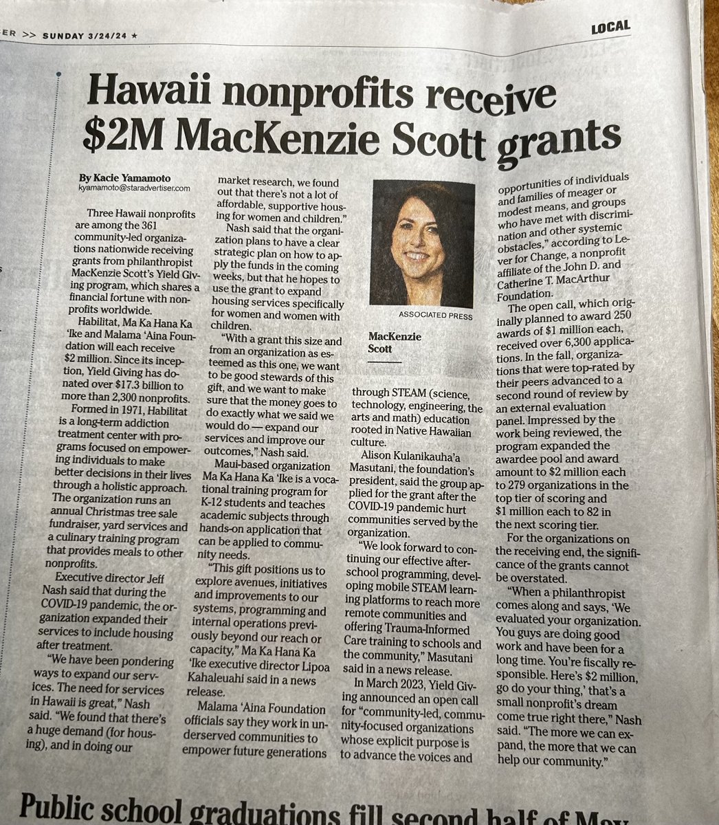 CONGRATULATIONS 🌈🎉 to @hanabuild Lipoa Kahaleuahi and the Ma Ka Hana Ka 'Ike program in Hana, Maui, which is What @SchoolCouldBe at its very best. Imua!