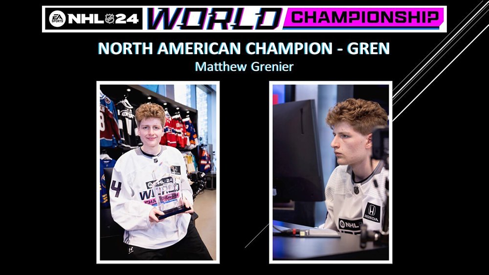 NHL Public Relations (@nhlpr) on Twitter photo Matthew ‘Gren’ Grenier, who represented the <a href="/BuffaloSabres/">Buffalo Sabres</a>, was crowned EA SPORTS NHL 24 North American Champion by winning the title two games (best-of-three) by a combined score of 11-3 today.
Read more: media.nhl.com/public/news/17… Matthew ‘Gren’ Grenier, who represented the <a href="/BuffaloSabres/">Buffalo Sabres</a>, was crowned EA SPORTS NHL 24 North American Champion by winning the title two games (best-of-three) by a combined score of 11-3 today.
Read more: media.nhl.com/public/news/17…