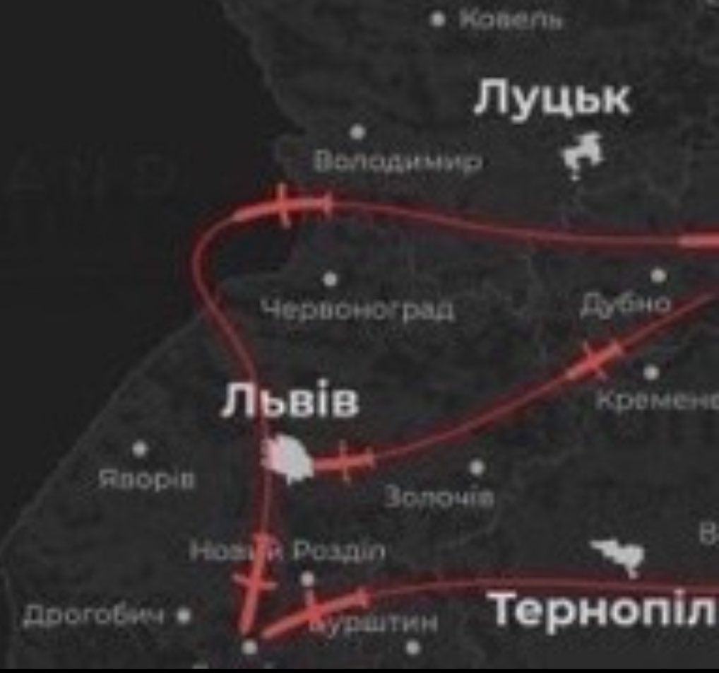 Approximate path of Russian missiles from the attack last night. In the second image you notice that possibly some cruise missiles passed into Poland.

#Ukraine #Russia #UkraineRussiaWar️