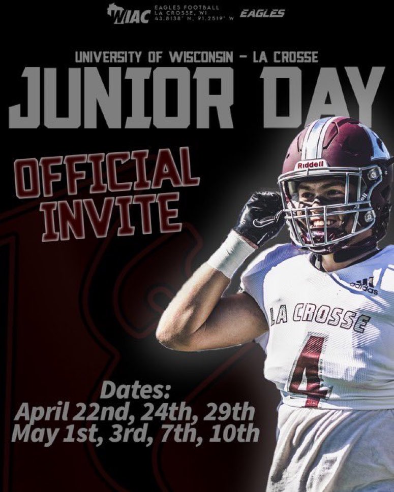 Thank you <a href="/GunnarBagstad/">Gunnar Bagstad</a> <a href="/UWLEagleFB/">UW-La Crosse Football</a> for the junior day invite!