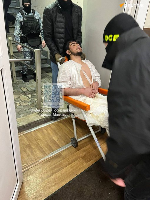 ferozwala's tweet photo. #Faizov, the fourth suspect in the #CrocusConcertHall terrorist attack case, was brought to court in a wheelchair & was assisted by a doctor, a #Sputnik correspondent reports
#Moscow #Russia https://t.co/asGhUTEP5M