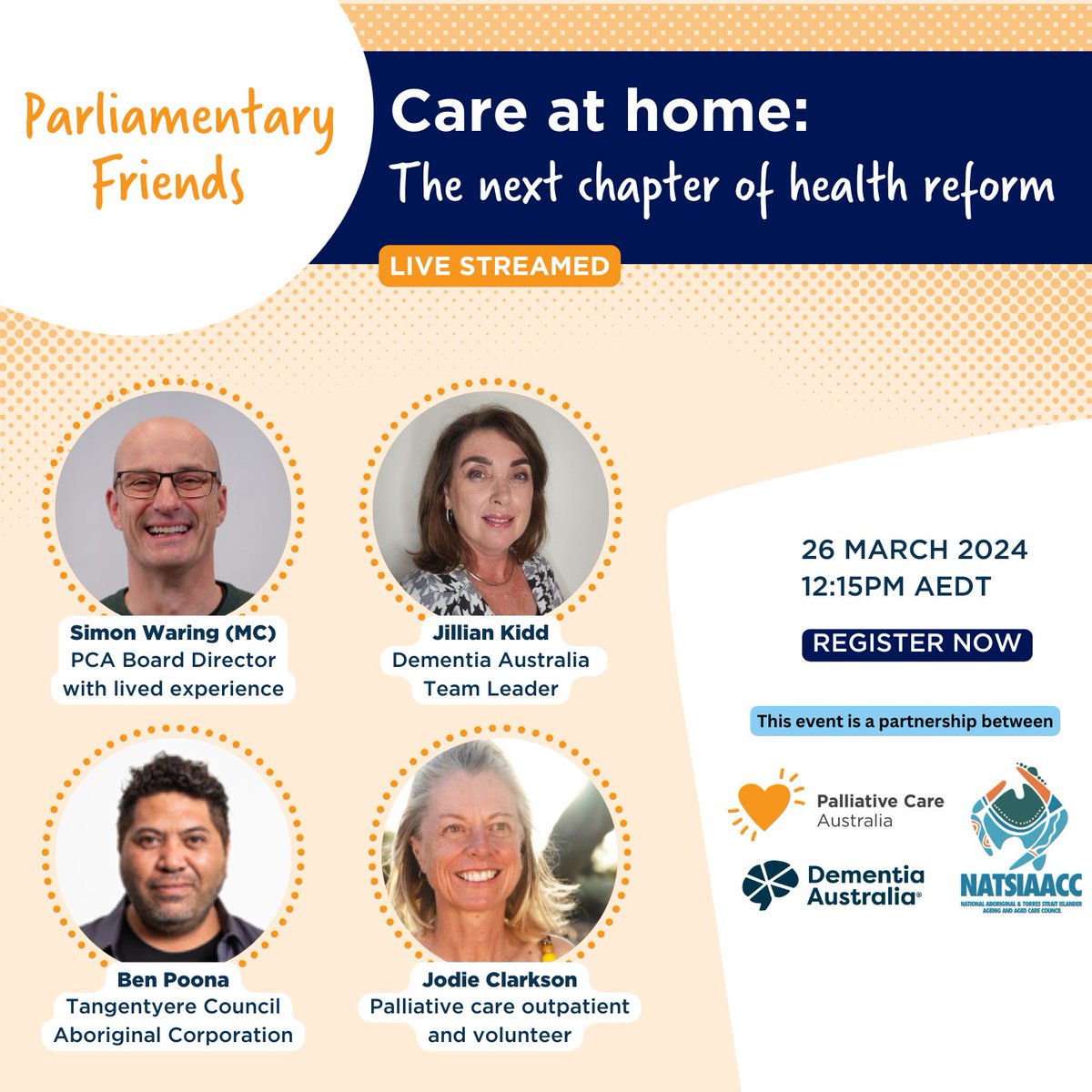 Palliative care comes to Parliament House, Canberra tomorrow (26 March) and you are invited to join us via our live stream. Register now, its free 👉 ow.ly/W7so50R0IXA