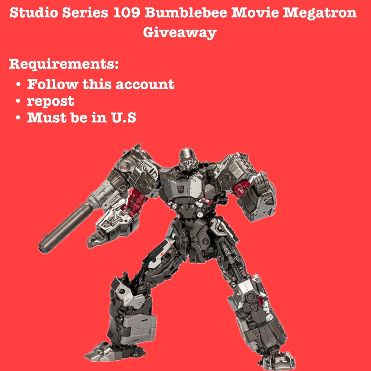 Doing my first ever giveaway and it’s Megatron! The requirements to join is that you must follow this account, repost, and be in the U.S. . I’ll probably do a future giveaway across the world next but for now I can only afford shipping in the U.S. Good luck!!!!