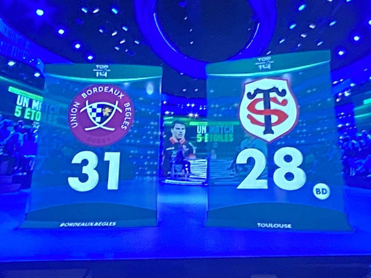 Pour faire un match 5 étoiles, il faut 2 grandes équipes. Bravo au <a href="/StadeToulousain/">Stade Toulousain</a> et à l’ <a href="/UBBrugby/">Union Bordeaux Bègles</a> , quel régal ! Ces 2 équipes ne seront pas loin du Brennus quand viendra le mois de juin… Et Dupont, quel retour au XV!