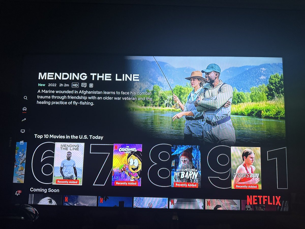 So thrilled that #Mendingtheline is one of the Top Ten movies on #netflix after one day! Thanks to all supported our film! #veterans #ptsd #trauma #flyfishing #film #fish #montana #river #mentalhealth #marines #augustpoint #sony #movies #streamingmovies