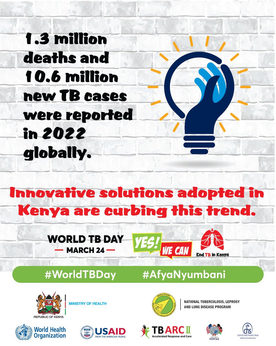 Join us tomorrow at Kimorori Grounds in Murang’a County on Monday, March 25, 2024, from 8:30am to 1:00pm for a post-World TB Day event. Take action and join the fight against TB! #WorldTBDay
