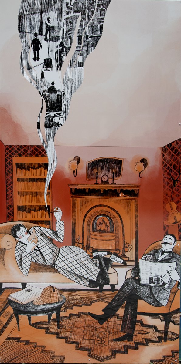 StART_Toronto's tweet photo. #StARTSpotlight 👩‍🎨

This mural, by @MelikaSaeeeda, is part of the "It's a Mood" series at Sherlock Holmes Walk depicting the writing &amp; characters of Sir Arthur Conan Doyle. Developed w. @torontolibrary, @takethettc, &amp; The Friends of the Arthur Conan Doyle Collection. https://t.co/0TfNtI0X7p