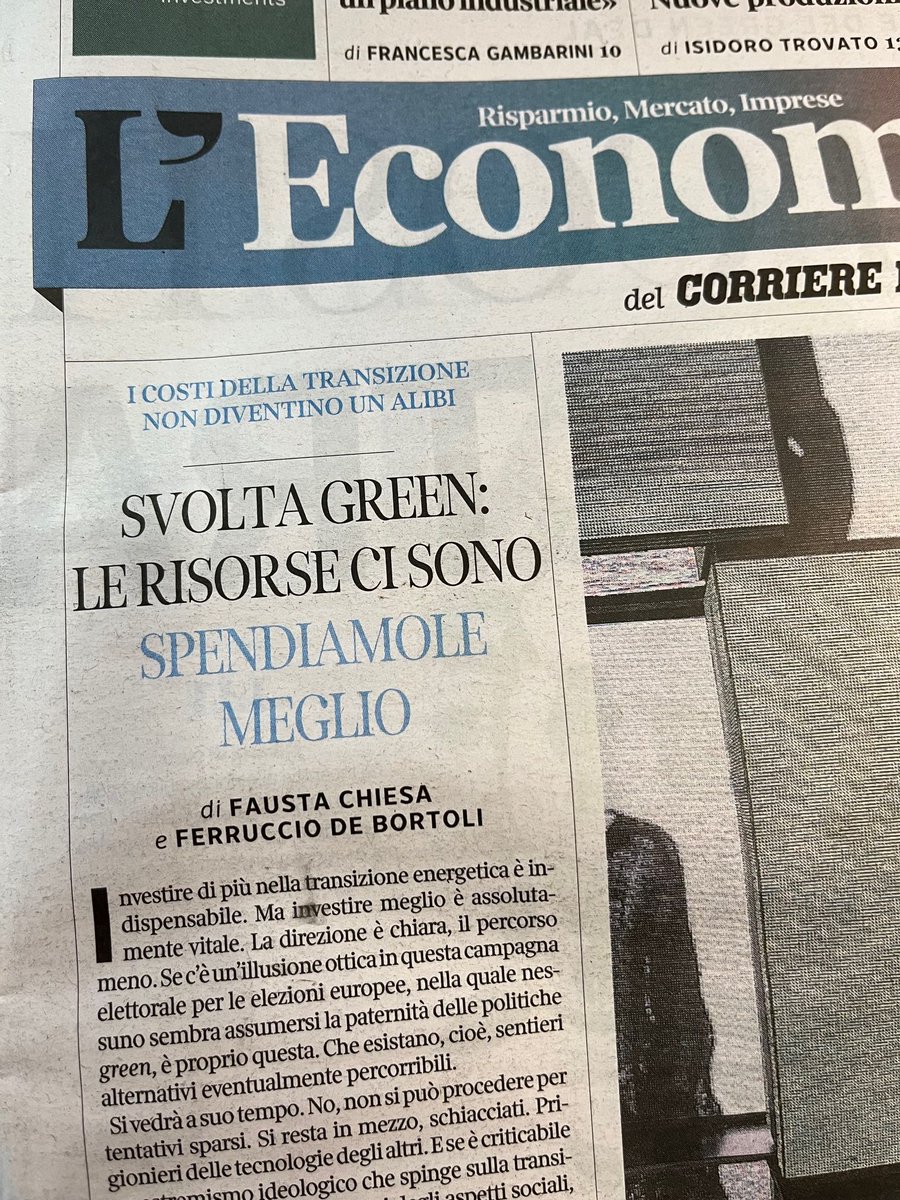 I costi della #transizione energetica, sappiamo a quanto ammontano e chi li sostiene? Tra incentivi e attività regolate, dove sono finiti i capitali di rischio? L'analisi con Ferruccio de Bortoli su L'Economia in edicola il 25 marzo.