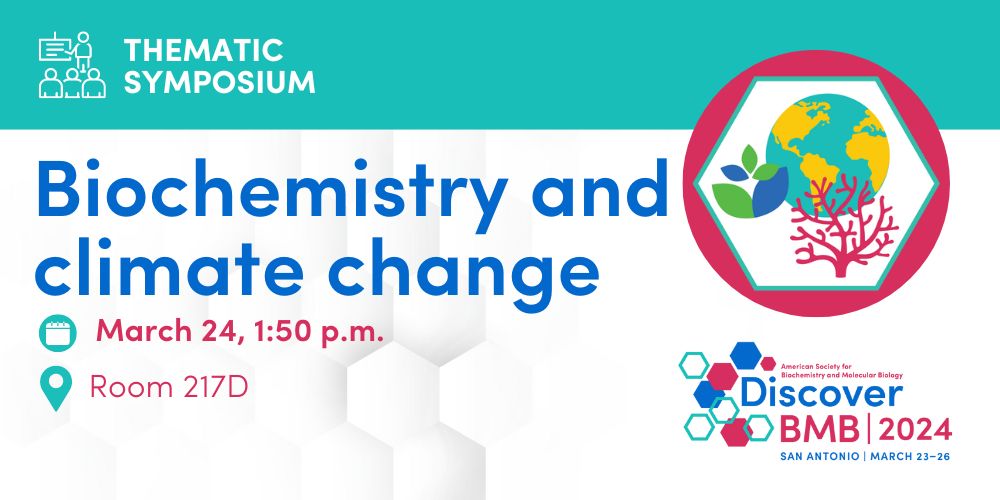 Room 217D at 1:50 p.m.: Mechanisms of coral symbiosis, thermal adaptations of marine organisms, temperature-dependent mutagenesis and transposition in Cryptococcus neoformans, and environmental influences on health. Speakers: guidebook.com/g/#/guides/dis… #DiscoverBMB