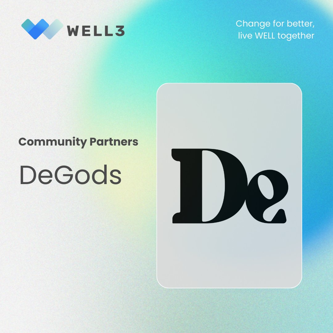 well3official's tweet photo. Welcome @DeGodsNFT to #WELL3 community partners 

All their holders can now claim a free insight airdrop every 7 days and are entitled to the upcoming WELL3 public sale

Follow these steps:
🔹Use invite code given to your community or the invite code below (comment now👇) to start farming on https://t.co/kI4bId3YVY
🔹Quest at least once on the site
🔹Share your invite code with your friends/family/community

Live WELL together