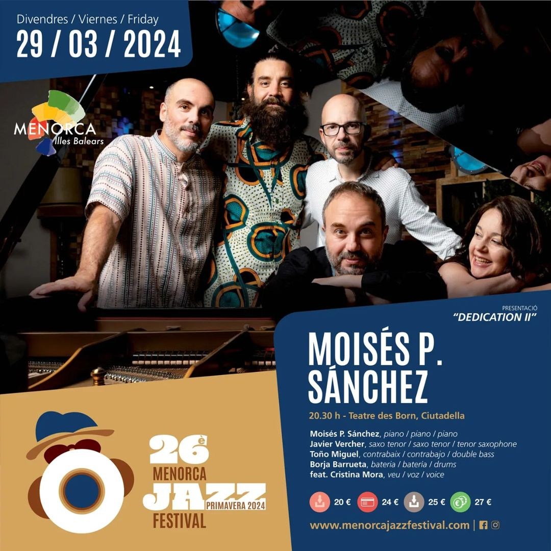 OcioEnMenorca's tweet photo. MOISÉS P. SÁNCHEZ QUARTET FEAT CRISTINA MORA: DEDICATION II 🎵

Moisés es un artista de talento poliédrico, nominado a Latin Grammy y con varios reconocimientos en España y Estados Unidos, que vive un momento muy especial...

MÁS INFO | COMPRAR ENTRADA:
https://t.co/u3rqpYXzTr https://t.co/eyvhijMA1U