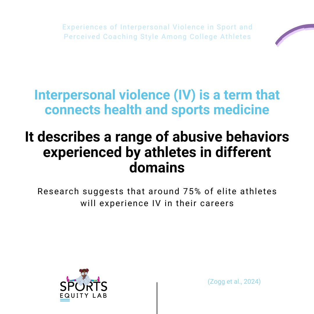 sportsequitylab's tweet photo. Interpersonal violence (IV) describes a range of abusive behaviors that athletes experience in different domains. Multiple reports reveal a high prevalence among elite athletes. However, the prevalence of IV among US college athletes and its consequences was not clear. https://t.co/JsO60CbeWi