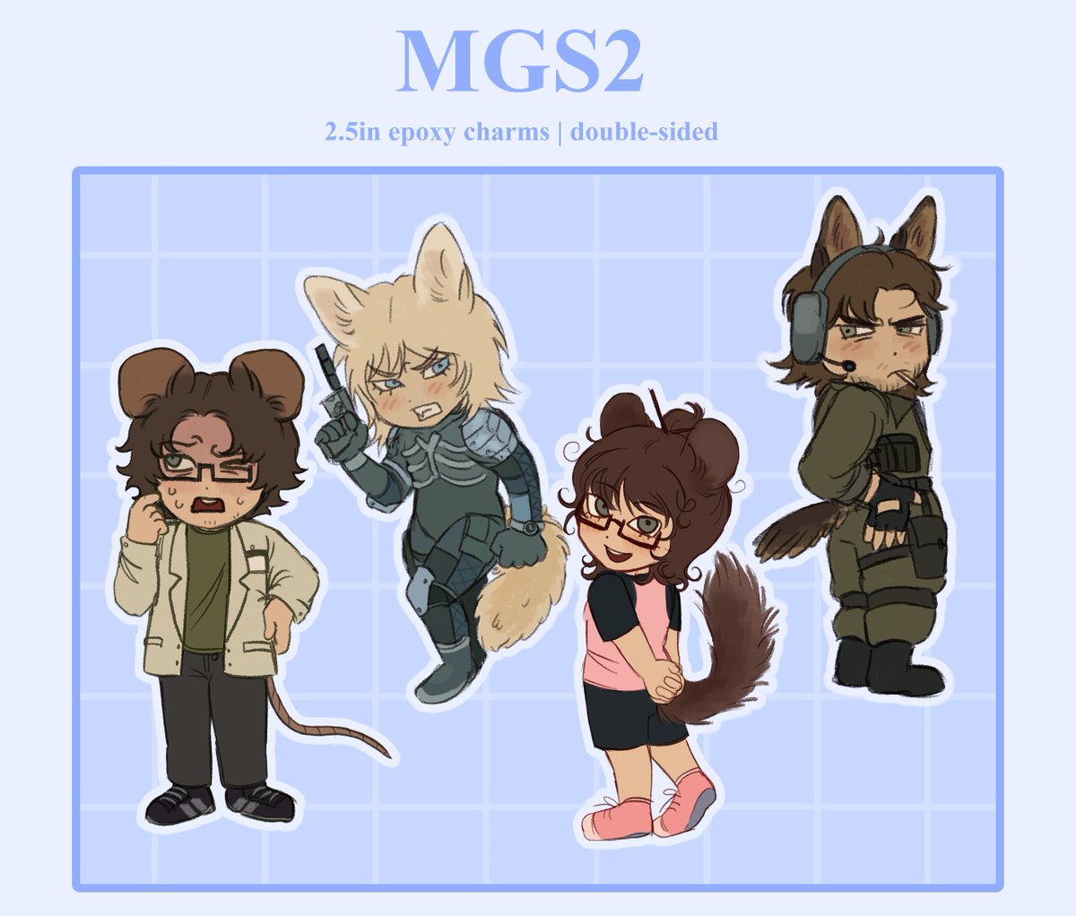 failentineland's tweet photo. MGS2 charms preorder now available! preoders will be open from march 24th to april 7th ^_^ (link in comments) (#mgs #mgs2) https://t.co/sNJU4juBEj