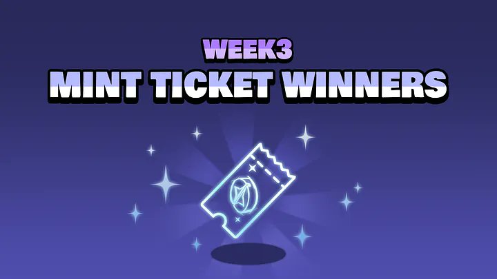 🎉 Exciting news! Week 3 activities just wrapped up with a bang in 5 Sections, from March 14th to March 21st UTC. MINT TICKET holders, get ready!

 Your chance to win NFTs is here, as we announce the raffle draw results today. Stay tuned for the big reveal! 🎟️🔮 #NFT #RaffleDraw