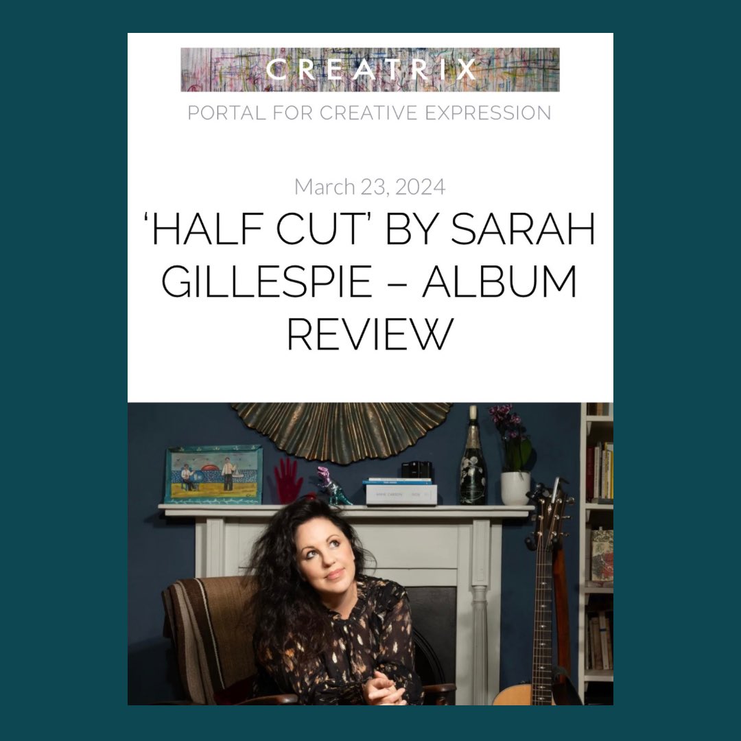 ✍🏻 A delight to review ‘Half Cut’ by Sarah Gillespie (<a href="/Stalkingjuliet/">Sarah Gillespie</a>) for <a href="/CREATRIXmag/">CREATRIX magazine</a>.

👀 Read my full #albumreview here: creatrixmag.com/half-cut-by-sa…

🎶 Sarah’s ‘Half Cut’ album (co-composed w/ <a href="/ChrisRMontague/">Chris Montague</a>) is out now on <a href="/PasticheRecords/">Pastiche Records</a>.
.
#musicjournalism #womeninmusic