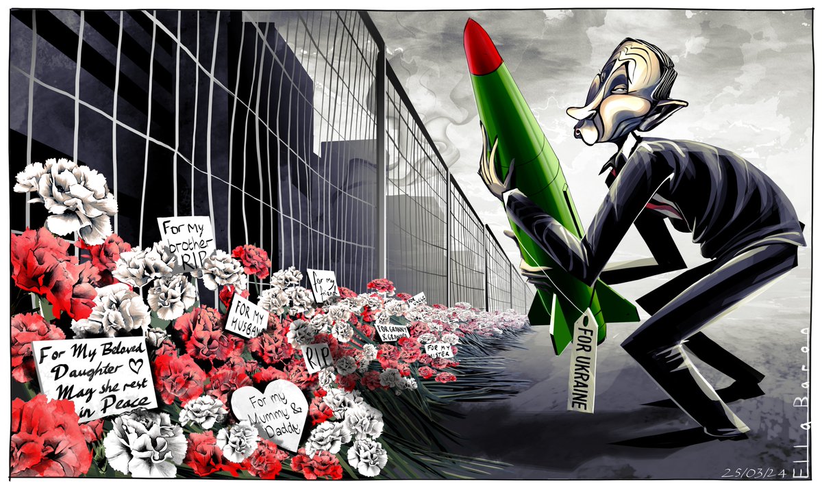 Monday's @guardian cartoon theguardian.com/commentisfree/… #Putin #Moscow #MoscowAttack #CrocusCityHallAttack #Russia