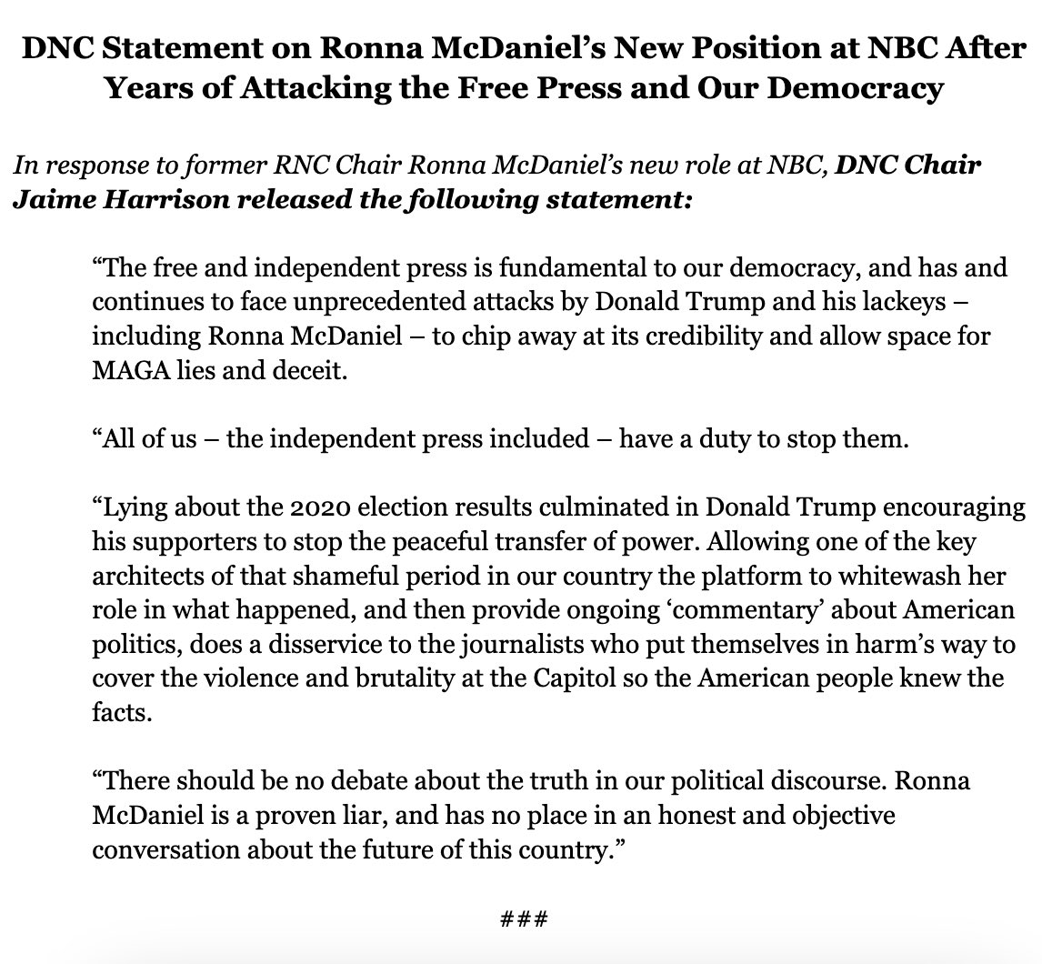 There should be no debate about the truth in our political discourse. Ronna McDaniel is a proven liar, and has no place in an honest and objective conversation about the future of this country.