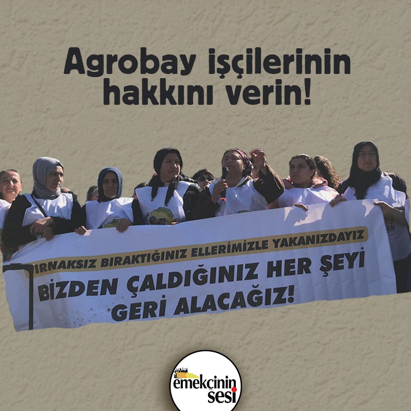 #AgrobayİşçileriYürüyor 📌 İşten atılan işçiler işe geri alınsın. 📌 İşçilerin haksız yere damgalandıkları kod 46 değiştirilsin. Yaşasın #Agrobay işçilerinin onurlu mücadelesi! ✊