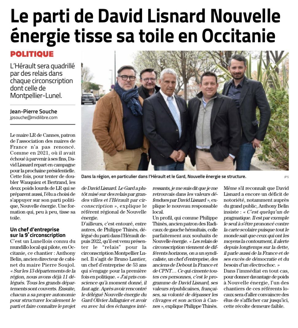 Anthony Belin (@anthonybelin) on Twitter photo Avec l’ensemble des relais de la région Occitanie, nous travaillons au maillage territorial pour diffuser le plus largement possible les idées et valeurs portées par <a href="/davidlisnard/">David Lisnard</a> et <a href="/Nouv_Energie/">Nouvelle Énergie</a>. Avec l’ensemble des relais de la région Occitanie, nous travaillons au maillage territorial pour diffuser le plus largement possible les idées et valeurs portées par <a href="/davidlisnard/">David Lisnard</a> et <a href="/Nouv_Energie/">Nouvelle Énergie</a>.