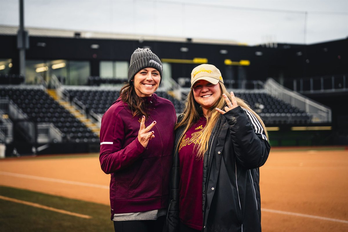Future of the sport right here. @hailey_decker_ Such a gifted young one. Brilliant, caring and gritty. So happy you’re a Sun Devil Hails ❤️😈 @ASUSoftball #ForksUp