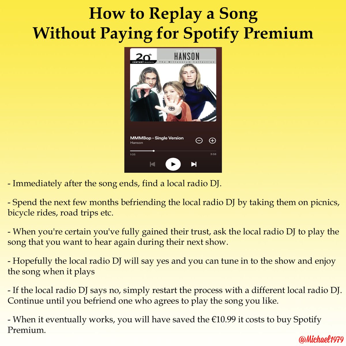 For anyone who doesn't have Spotify Premium but wants to replay songs, here's a workaround