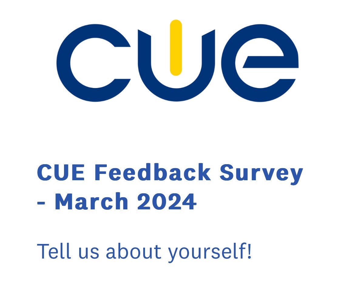 Survey time! Time to hear from you! Open your Cvent app & share your #SpringCUE experience. We also NEED to hear your voice by completing the CUE Feedback Survey: surveymonkey.com/r/BXYZNLY💙 @cueinc wants to get to know you and your valuable insights to make informed decisions. 💙