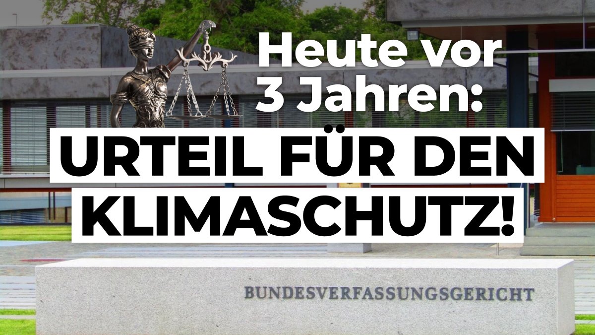 Heute vor 3 Jahren kam das Urteil zur #Klimaklage⚖️
Damals haben wir die alte #Bundesregierung für völlig unzureichenden Klimaschutz verklagt.
3 Jahre später sieht's leider immer noch schlecht aus für wirksamen Klimaschutz... Müssen wir etwa nochmal klagen, liebe @BundesregDE?🤔