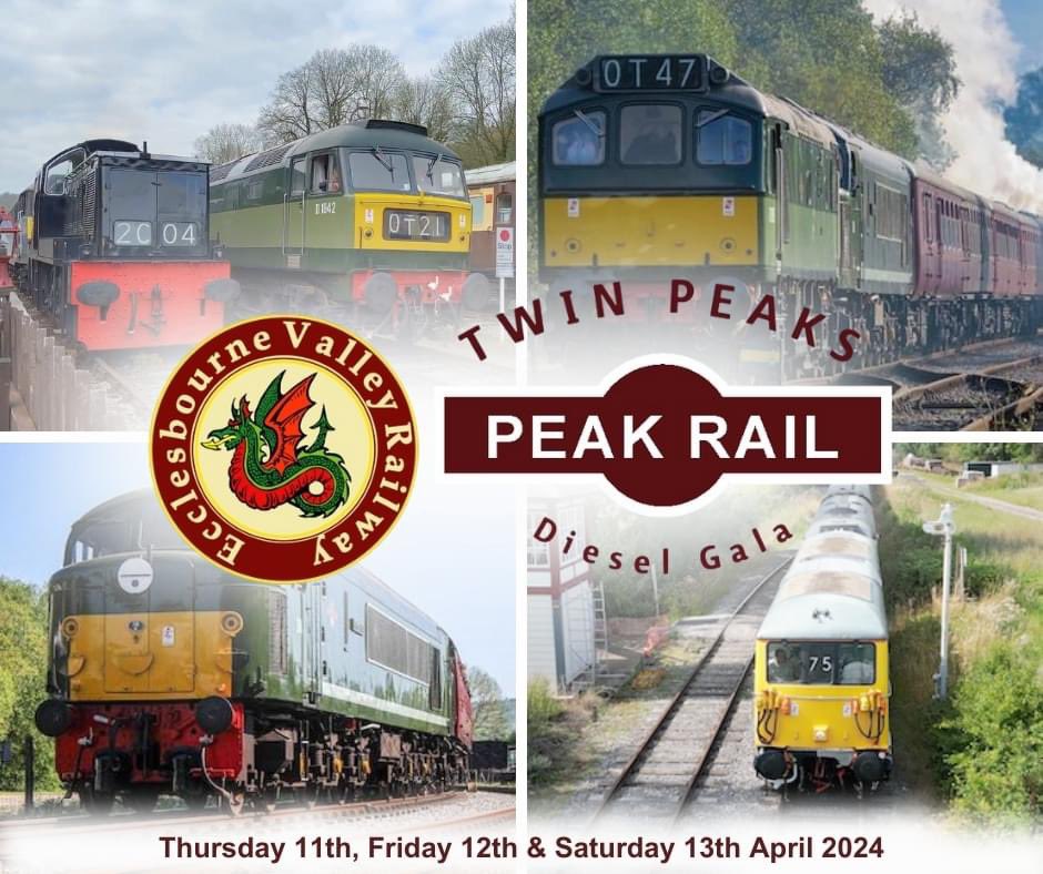 With just under three weeks to go until the Twin Peaks Diesel Gala 2024, timetables are now available on the website to download! e-v-r.com/twinpeaks One ticket, one event, two railways! Grab those discounted advance Day Rovers online too! Peak Rail #gala #event