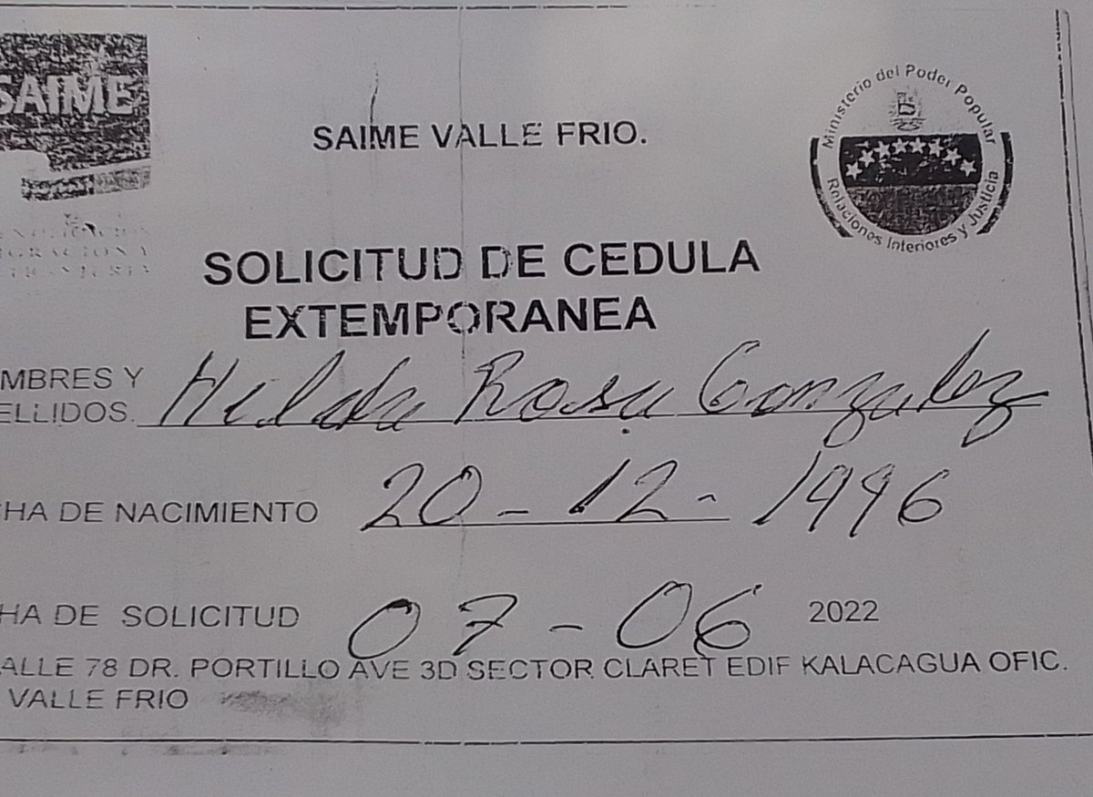 moncholopez31's tweet photo. @NicolasMaduro @VenezuelaSaime   La Sra Hilda Rosa González Montiel lleva 2años yendo al saime en Maracaibo y no le solucionan lo de su cédula #derechoidentidad #cedulaextemporanea @dcabellor https://t.co/Rf7qawcbVv