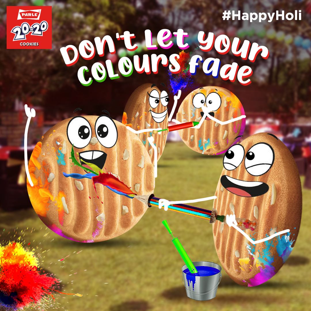 Let your colors shine brighter than ever! Happy Holi! #Parle2020Cookies #parlefamily #parleproducts #2020cookies #cashewcookies #buttercookies #Parle2020 #viral #trends #topicalspot #momentmarketing #holi #holi2024