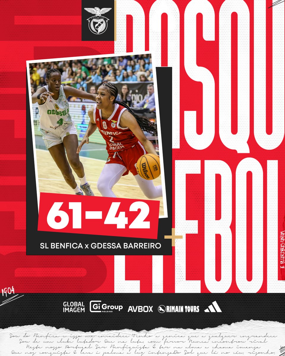 ❤️‍🔥 ESTÁ FEITOOOOOO!!! O #BasketBenficaFem vence o GDESSA Barreiro na 𝐅𝐈𝐍𝐀𝐋 da 𝑻𝒂𝒄̧𝒂 𝒅𝒆 𝑷𝒐𝒓𝒕𝒖𝒈𝒂𝒍! 🙌

#GlobalImagem #GiGroupHolding #AVBox #rimaintourscaraibas <a href="/adidas/">adidas</a>