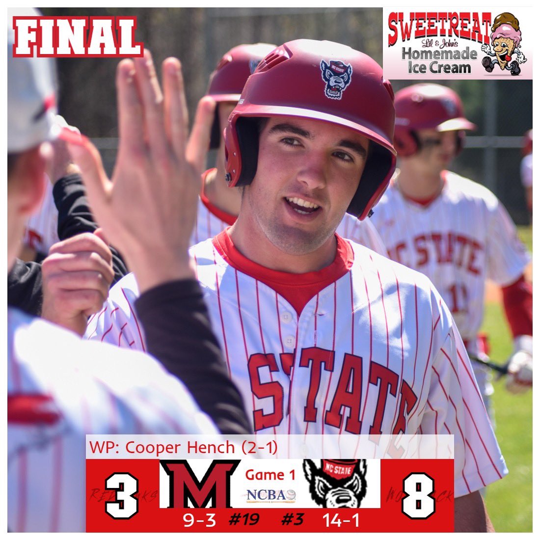 NCSUCBB's tweet photo. Cooper battles through 5 innings as Jake Montgomery scores twice and steals 3 bases to fuel a small ball win. https://t.co/ODyAnP5pjx