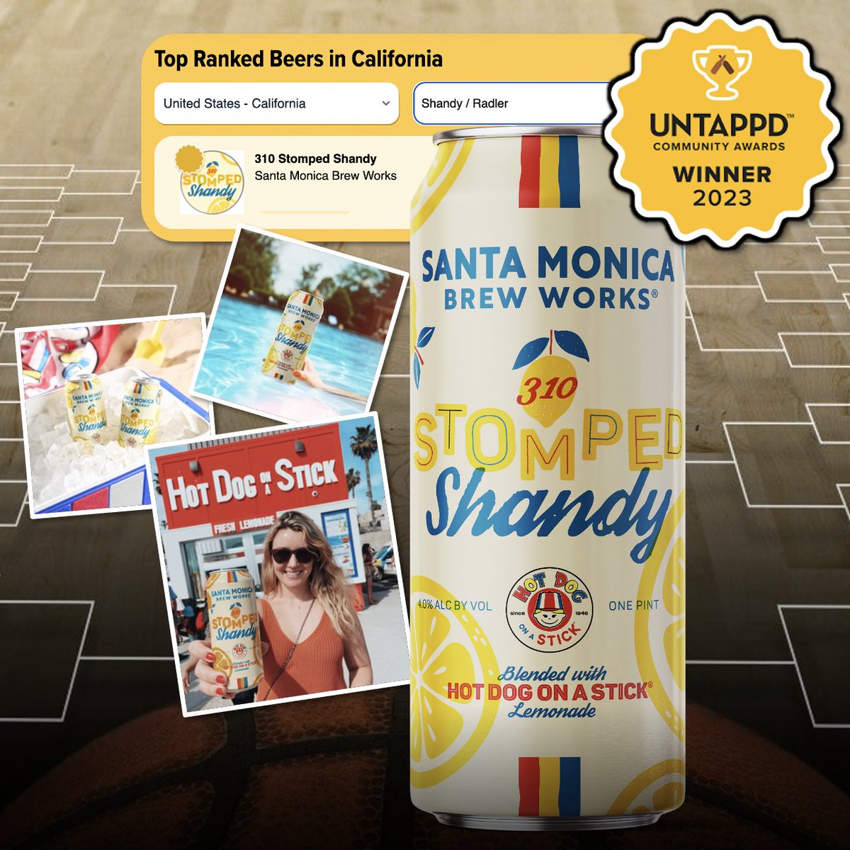 ONE SHANDY MOMEMENT 🍋✨… <a href="/untappd/">Untappd</a>  released their 2023 Untappd Community Awards, celebrating beers rated as best-in-class. In California, the highest-rated Shandy/Radler is our very own 310 Stomped Shandy – a collab with our friends at @hotdogonastick!