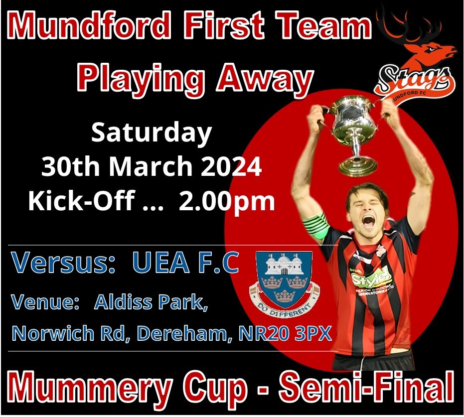 Next Up! ..... BIG match for the Stags, as they play their 3rd fixture this term against the University of East Anglia, in the Semi-Final of the Mummery Cup. Both teams have a good track-record in this competition and are looking for a passage to the final. Don't miss this one!!!