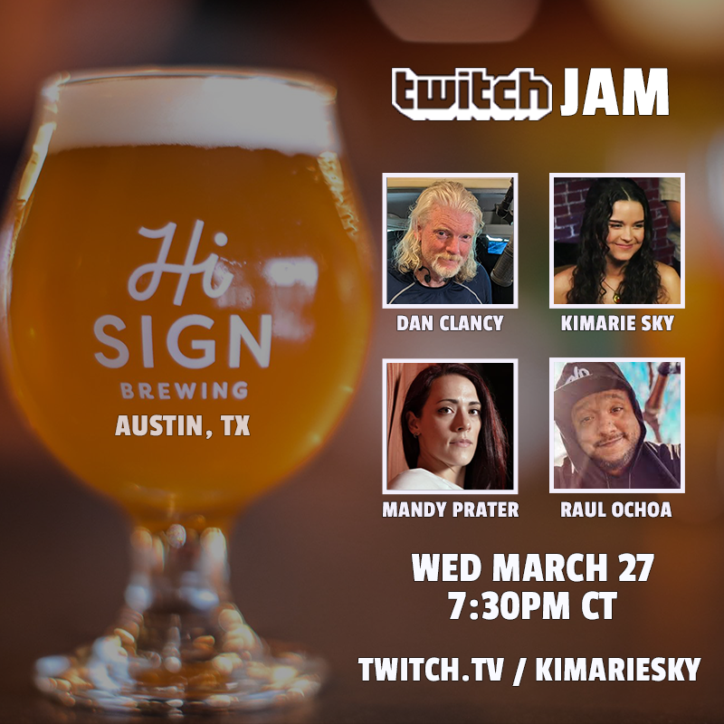 kimariesky's tweet photo. Two bonus streams coming up this week, featuring Twitch CEO @djclancy999 and some great Austin musicians!

A bluegrass jam on Mon March 25 @ 8pm CT from Monks Jazz Club.

And a Twitch jam on Wed March 27 @ 7:30pm CT from Hi Sign Brewing with @TheMandyPrater and @ModernDayMidas https://t.co/tfChMXvK8o