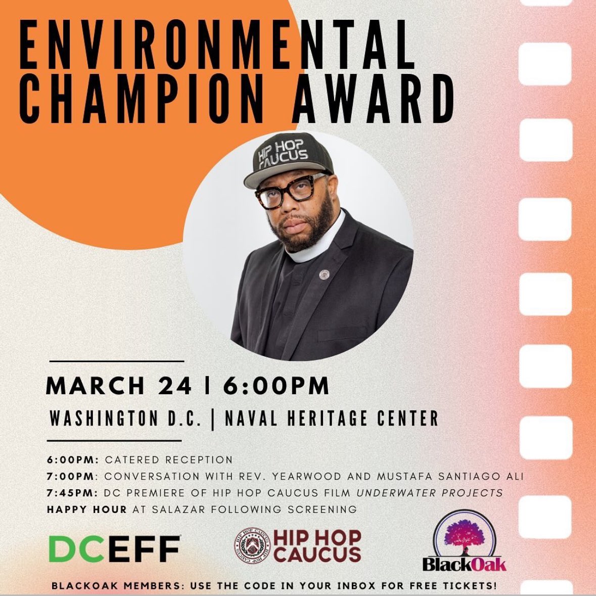 Today, Rev Yearwood will receive the Environmental Champion Award by <a href="/dceff_org/">DC Environmental Film Festival</a>, followed by a screening &amp; discussion of the new Hip Hop Caucus film UNDERWATER PROJECTS. 

Join us at the Naval Heritage Center tonight at 6pm!

dceff.eventive.org/schedule/65d61…