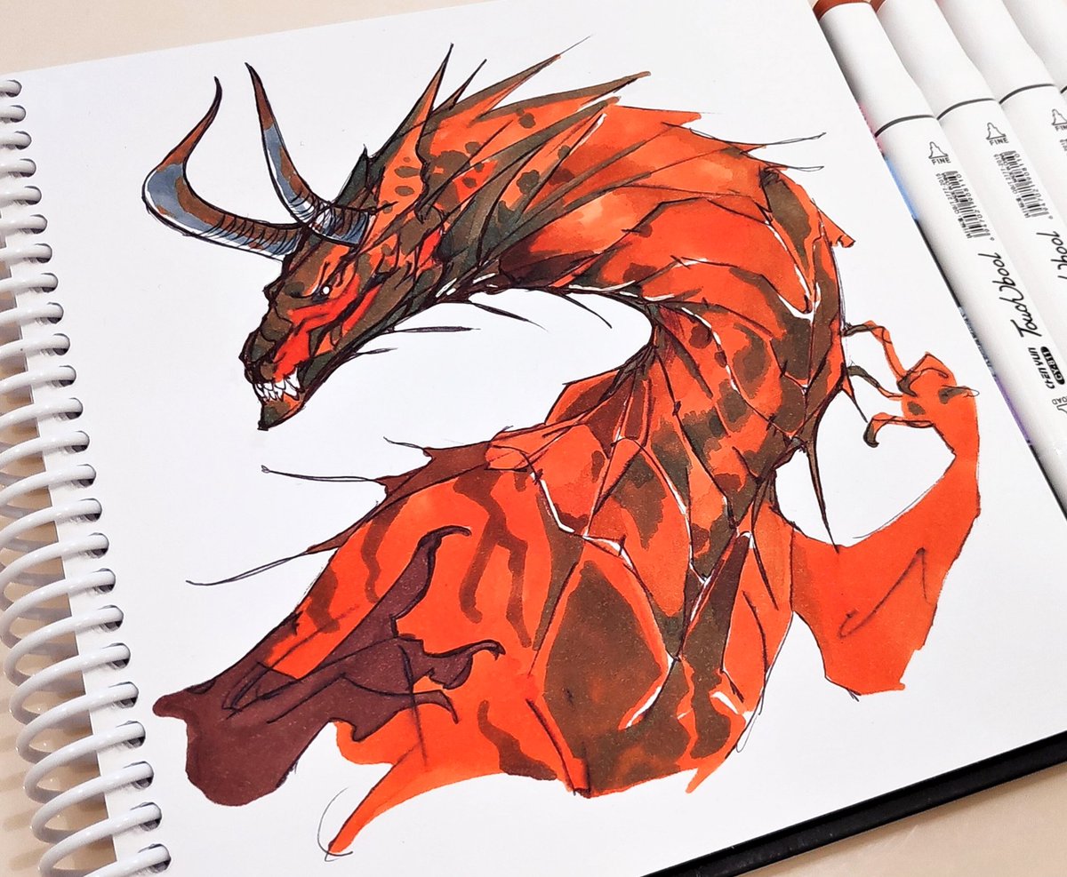 Orange dragon sketch