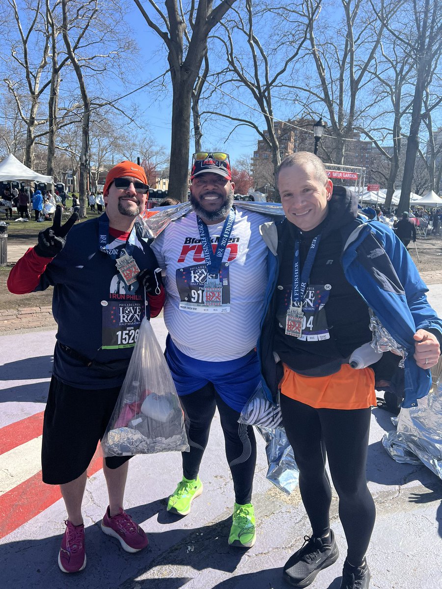 Happy #SundayFunday Crisp morning and all the fun was had @LOVERUNPHILLY The icing on the cake was sharing the moment with Greg for his first half! Way to buddy. #bighomieonthemove