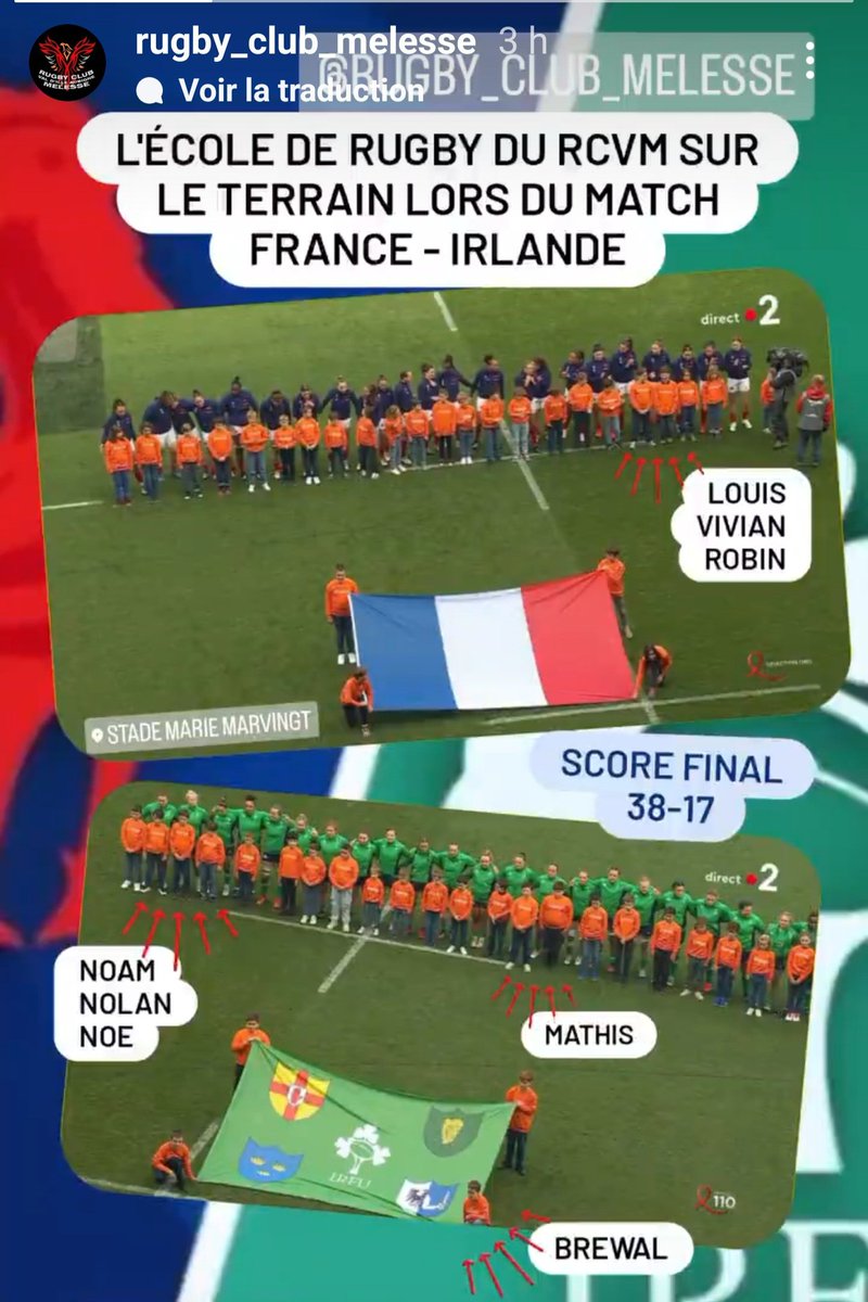 JJ_Gaouyer's tweet photo. 🏉 Tellement fier d'avoir co-organisé et accompagné notre école du Rugby de #Melesse #RCVM au Mans ce WE  pour le 🇫🇷 vs 🇮🇪 féminin ! Victoire 38-17
🤩 des souvenirs et des ✨️🌟 plein les yeux pour 8 de nos jeunes qui ont pu accompagner les joueuses 🎊🏉
@TeamOrangeRugby https://t.co/es0YPg3MJp