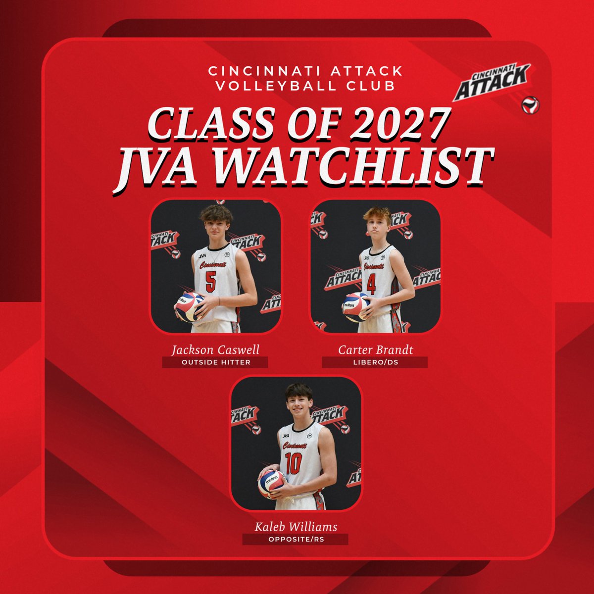 cinciattackvb's tweet photo. Congrats to these Attack players for making the JVA Watchlist! Such a great recognition.
We are proud of your hard work and dedication that has gotten you to this place!
#cincinnatiattack #cinciattack #volleyball #AttackTheDay #AttackMentality #JVASponsorClub #jvawatchlist https://t.co/PWcbIGk5WZ