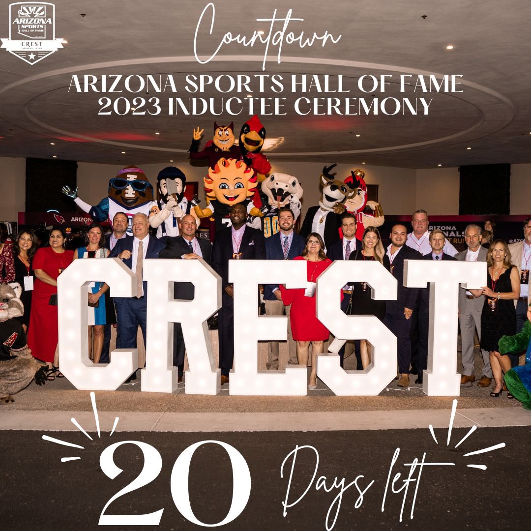 Join us in just 20 days as we honor Arizona's sports legends at the 2023 Crest Insurance Group Arizona Sports Hall of Fame inductee ceremony, held at Scottsdale Resort Plaza. 🚨 Click the link below to purchase your ticket today 🚨 azsportsent.com/2024-ticket-pa…