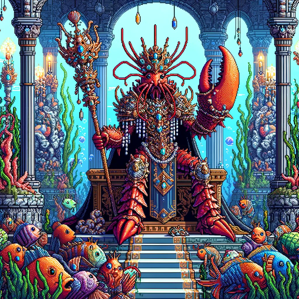 In the $ADA depths of his domain, the Lobster King ascends his throne, opulence unchallenged. Behold the spectacle of the sea's sovereignty! 🦞👑 #Cardano