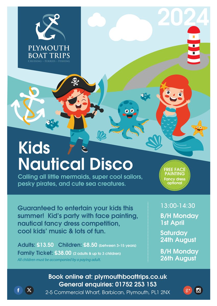 🎉 SPECIAL OFFER ALERT! 🎉 To kick off the season, we're throwing a Kid's Nautical Disco on EASTER MONDAY and tickets are HALF PRICE! Let your little ones dance the day away with us in their nautical best ⚓️ Grab this deal now before it sails away! ow.ly/UFJ650QSaNR🕺💃